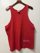 VTG Nike Red Tank Top Muscle Embroidered Men’s Large White Tag USA Made 80s 90s