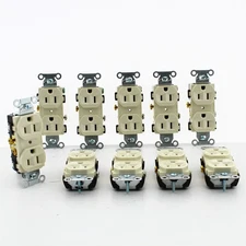 10 Hubbell Lt Almond Finder Groove Duplex Receptacle Outlets 5-15R 15A CRF15LA