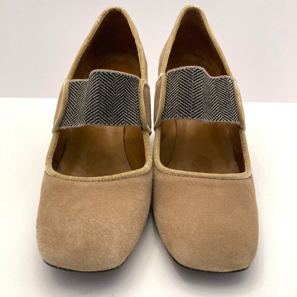 Sapatos de Salto Castaner 1927 Bege Camurça Couro Bombas Mary Jane UE 38 Feminino 7.5 - Imagem 3 de 4