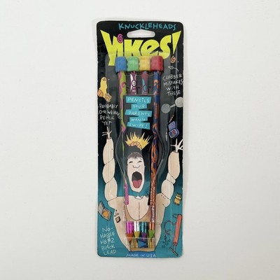 YIKES! Nickelodeon X4 Knuckleheads 2HB Bleistifte mit Gummioben - NEU & VERSIEGELT