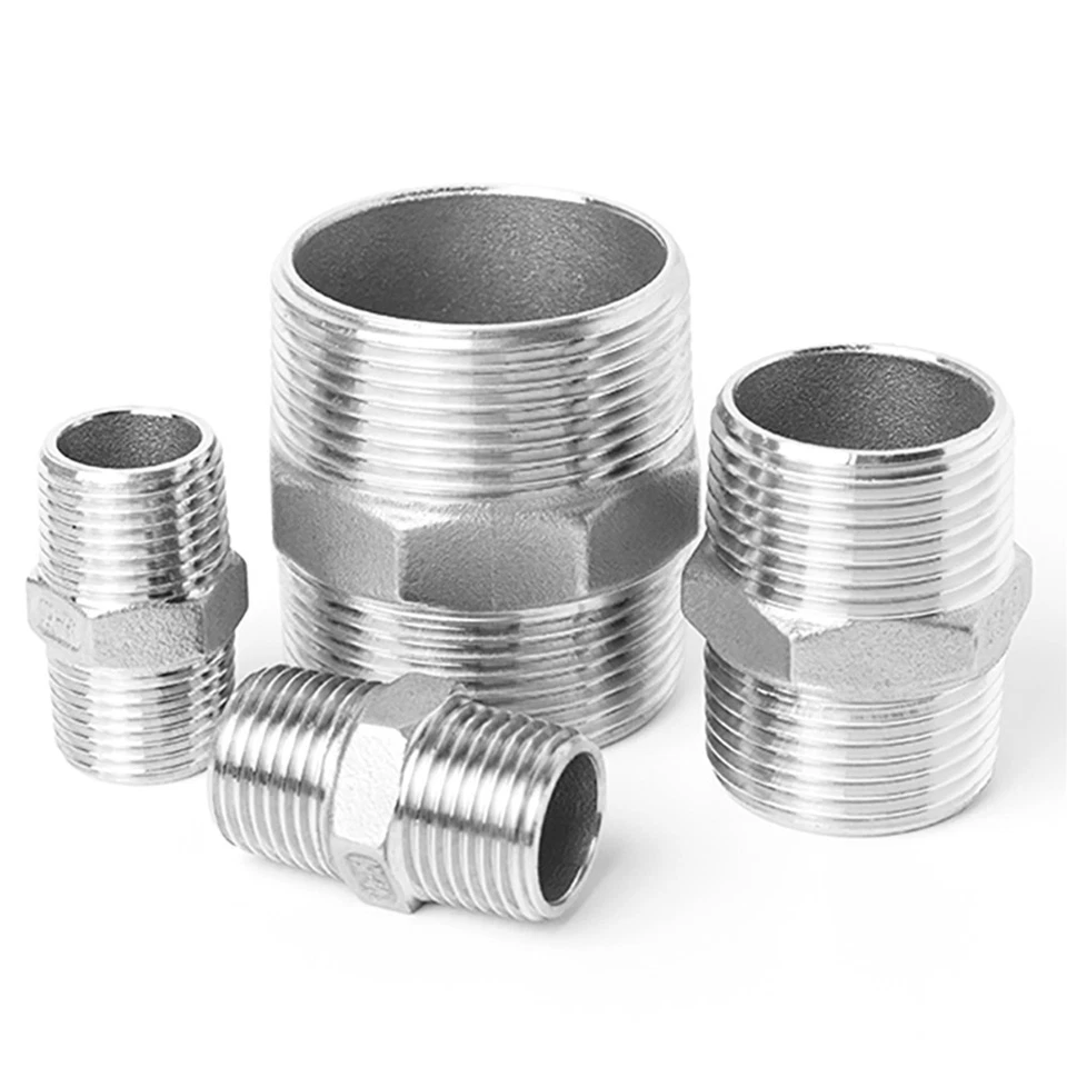 304 Stainless Steel Pipe Fittings Straight Hex Nipple Male to Male Connection - Image 3 of 4