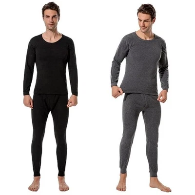 DDDNU168 Mens Thermal Long Johns Top T Shirt Bottom Trouser Underwear Set Full Sleeve