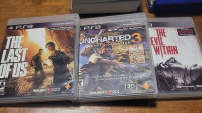 Sony PS3 Game Lot (3)   The Last of Us, Uncharted 3, The Evil Within