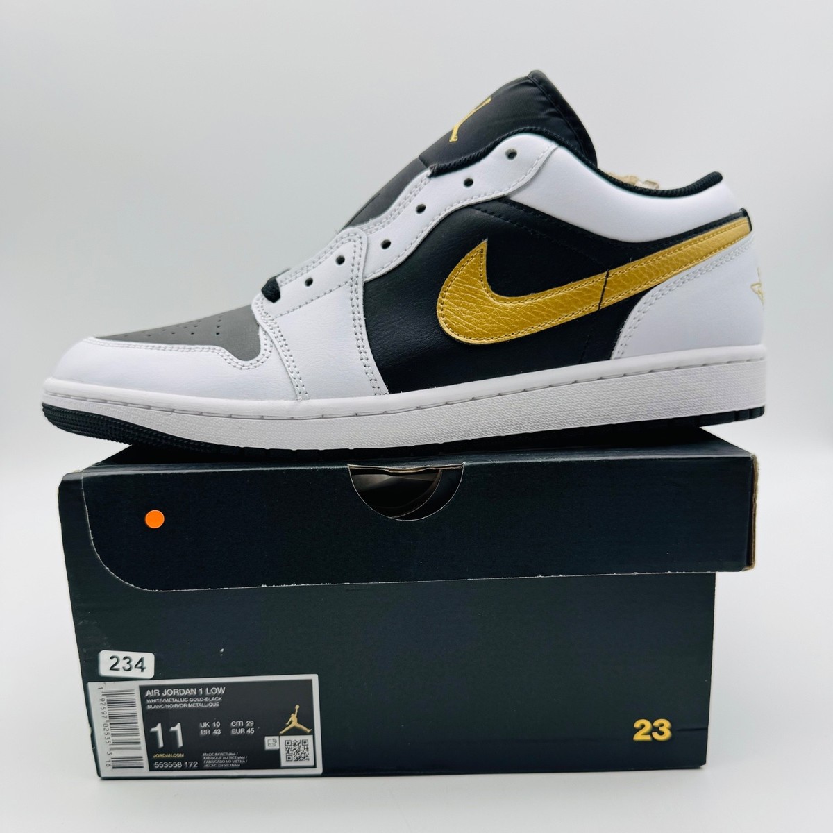 Nike Air Jordan 1 Low Gold Swoosh Black White OVO 553558-172