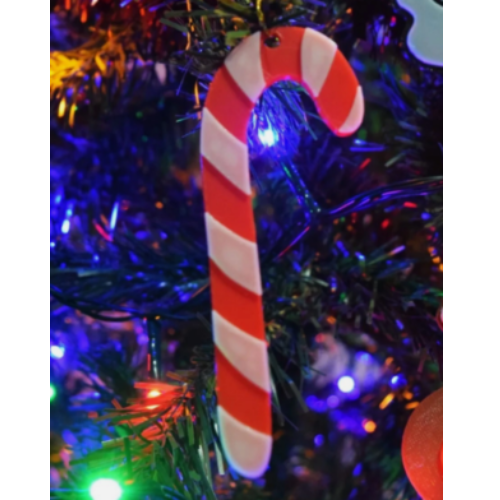 5 Pcs Christmas Candy Cane Tree Ornaments Plastic Red White Xmas Decor