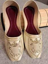 Indian Punjabi Pakistani Sherwani Wedding Man Gold Khussa Jutti Mojari Shoe Sz9