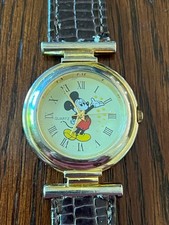 Mickey Mouse watch quartz with leather brown watch band requires battery
