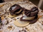 PAZZO "Zara BF" BROWN COTTON FABRIC Wrap-Up THONG OPEN TOE  SANDALS-Sz. 11M — photo 6
