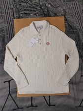 CASABLANCA COLUMN STITCH WOOL LONG SLEEVE POLO TOP SIZE XL (AUTHENTIC ON SALE)