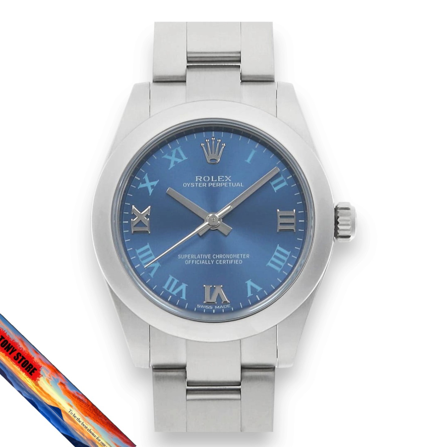 Rolex Oyster Perpetual 177200 Blue Dial Stainless Steel Men's Watch | eBay