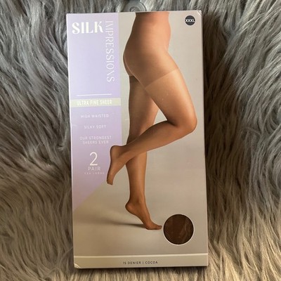 Silk Impressions Ultra Fine Sheer Tights Womens Size XXXL/3X Cocoa High Waist