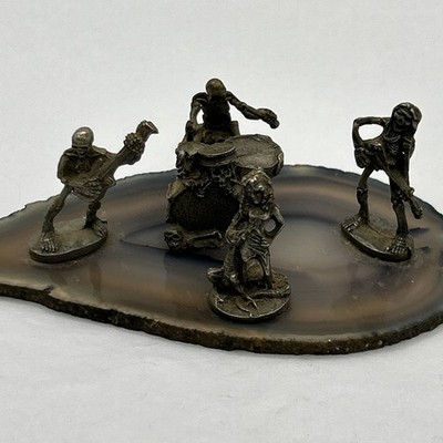 Ral Partha Miniature Band On Slice Of Polished Agate.   The Grateful Undead 