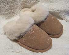 Bearpaw Loki Exotic Sparkle Slippers Womens 6 W Mule Iced Coffee Indoor Outdoor