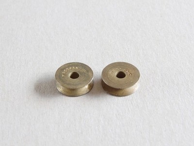 2 x Meccano 1/2 Zoll Messing Riemenscheibe ohne Boss Teil 23b Vorkrieg gestempelt