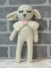 Handmade 11 Inch Crocheted Ivory Amigurumi Lamb Doll With Cape Soft Clean