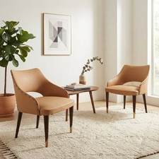 Poltroncine Vintage Italia Anni 50-60 Legno tinto Ebano Ottone Seduta imbottita