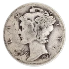 1936-S Mercury Dime VG Very Good 90% Silver