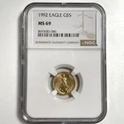 1992 $5 American Gold Eagle 1/10th Oz NGC MS69 Fine Gold US Key Date Coin