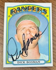 Signed 1972 Topps Baseball #365 Dick Bosman