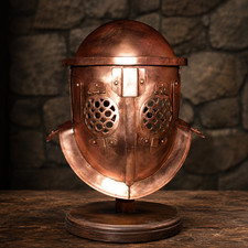Roman Provocator Gladiator Helmet Copper Polished Steel Medieval LARP Replica
