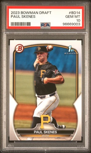 PAUL SKENES 2023 BOWMAN DRAFT ROOKIE CARD RC #BD14 PSA 10 GEM MINT! PIRATES ROY!