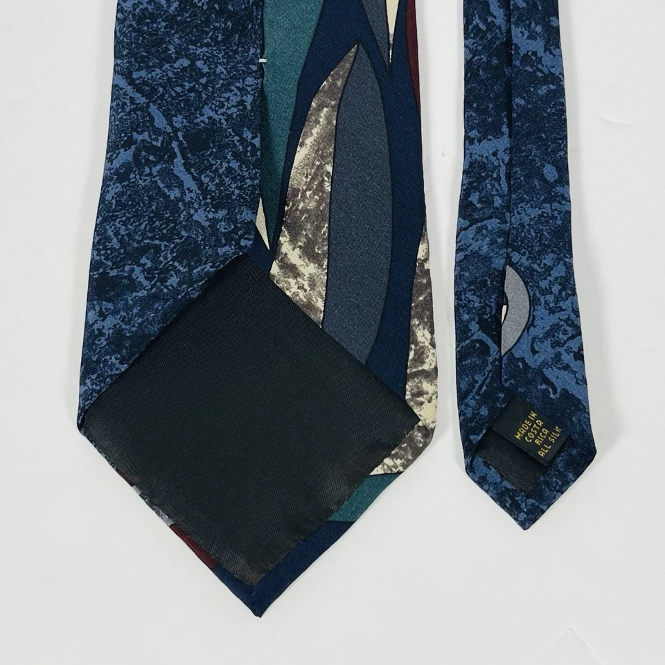 "Corbata Karl Lagerfeld 100 % seda azul/borgoña abstracta 3,75"""  Foto 3 de 4