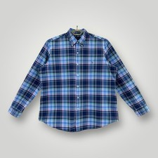 Ralph Lauren Shirt Mens XL Blue Green Plaid Button Down Long Sleeve Pony Logo