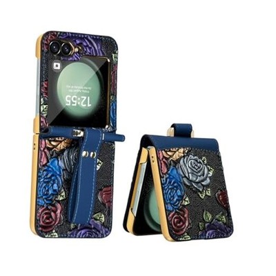 MistWorld Leather Flower Embossed Case for Samsung Galaxy Z Flip6 z flip 6 Blue