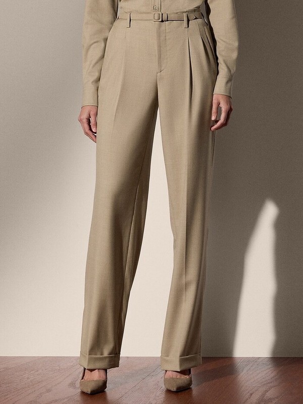 Ralph Lauren Collection Purple Label Stamford Wool Pant Tan Wool Cashmere 6