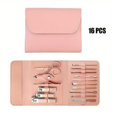 Stainless Steel Rose Gold Manicure Set with Nail Clippers Pedicure Kit 16 Piece