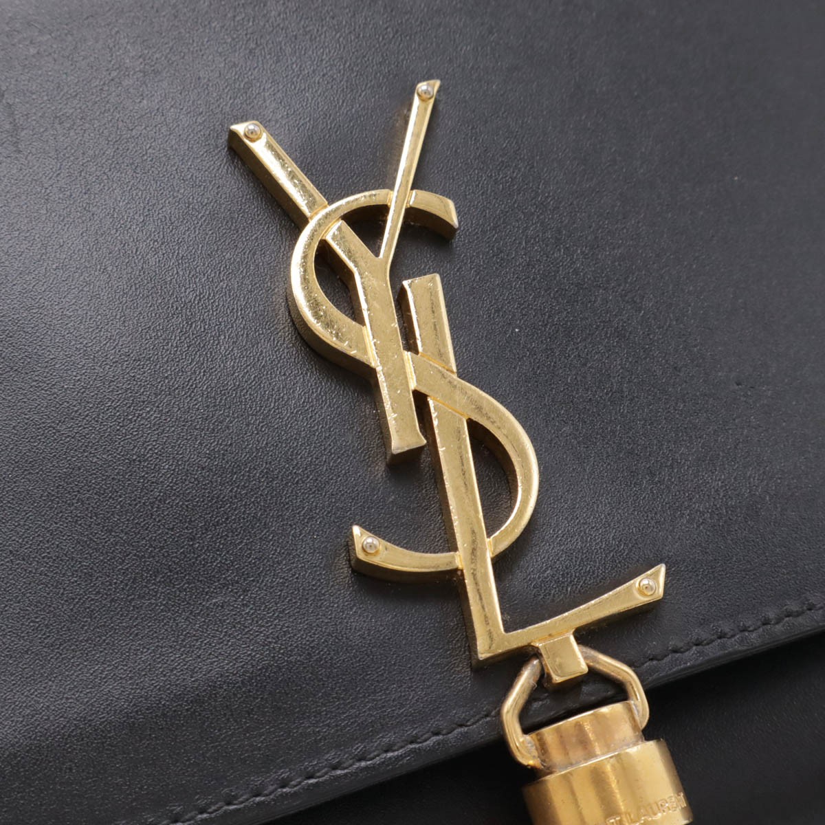 Borsa a tracolla SAINT LAURENT PARIS YSL Yves Monogram Chain in pelle nera