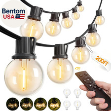 200FT Outdoor String Lights G40 with Remote Control, Dimmable Patio Globe LED Li