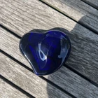 Tiffany & Co. Elsa Peretti Cobalt Blue Glass Heart Paperweight Vintage Signed