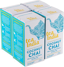 Tea India Coconut Chai Tea Bags 4 Boxes X 40 Chai Tea Bags (160 Tea Bags Total)