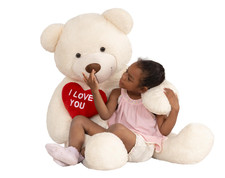 Giant Teddy Bear Stuffed Animal 52" - Big Teddy Bear with Heart - Large I Love Y