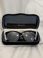 GUCCI GG0082SK 002 Crystal Black Silver Mirrored Sunglasses Women NEW - GENUINE