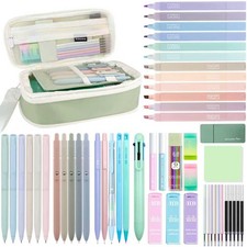 54PCS Aesthetic School Supplies with Large Pencil Case,12 Pastel Highlighters...