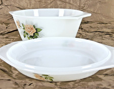 Casseruola Arcopal France Vintage Fiori Vetro Bianco Latte Retro Stile Shabby