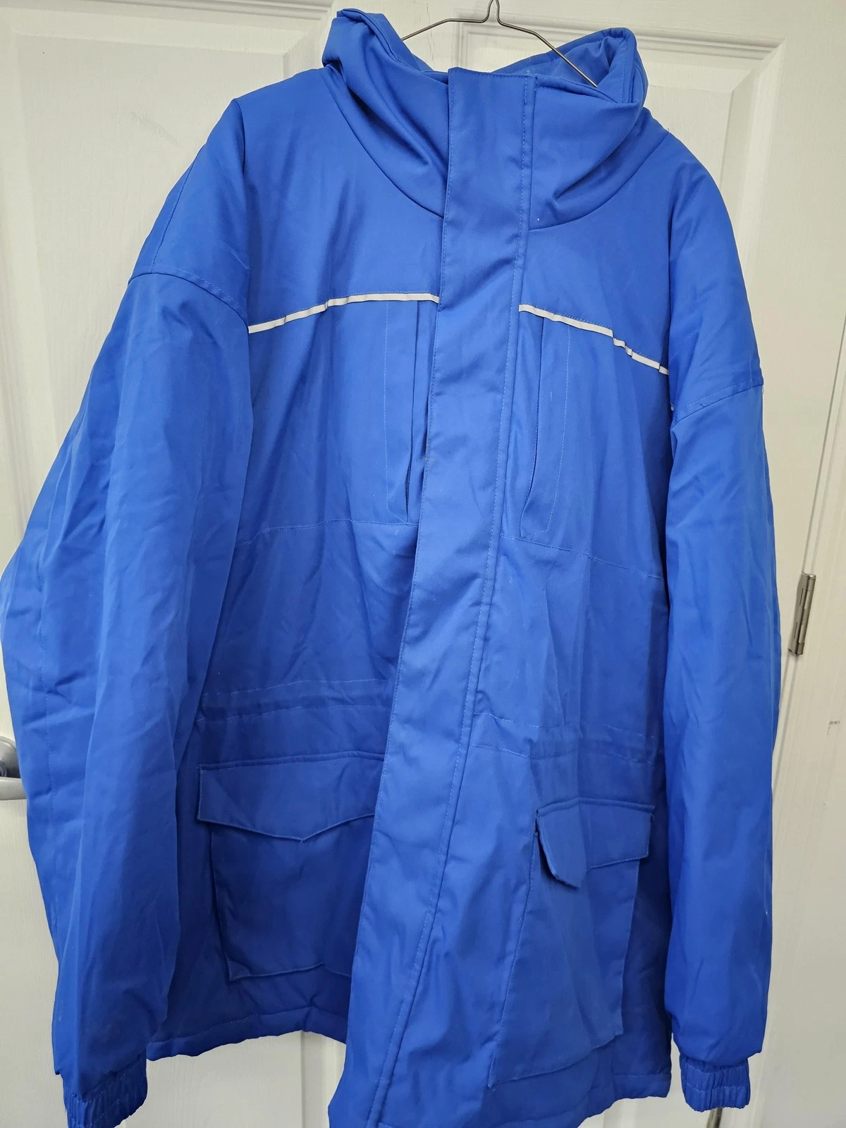 John Blair Jacket Mens 3XL Blue Insulated Hooded Parka Coat Winter Reflective