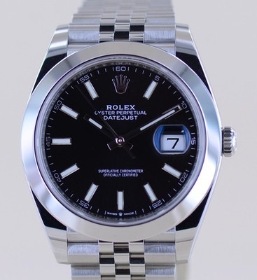 Rolex Uhr Datejust 41 black Dial B+P 126300 Jubiléband Top Klassiker