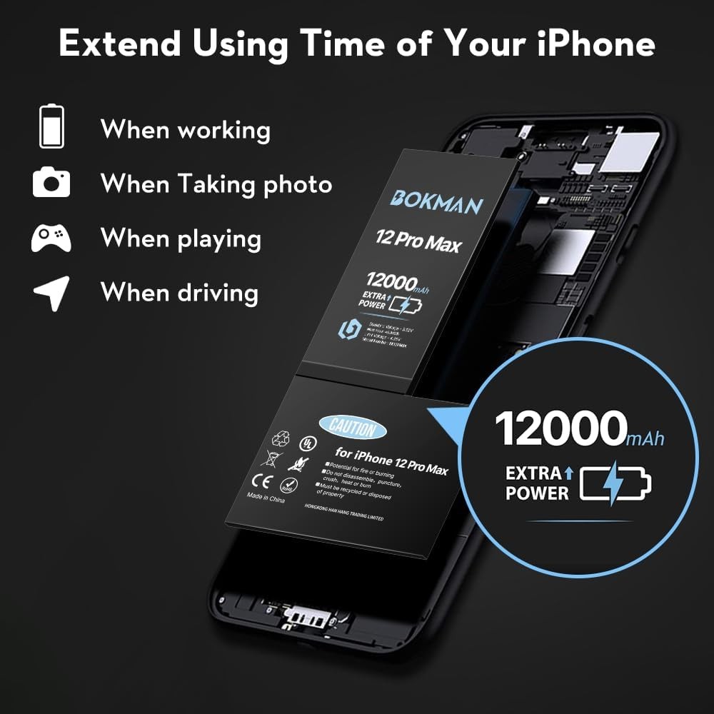 iPhone12pro max 256GB バッテリー95% For iPhone 12 Pro Max Battery Replacement High Capacity 12000mAh
