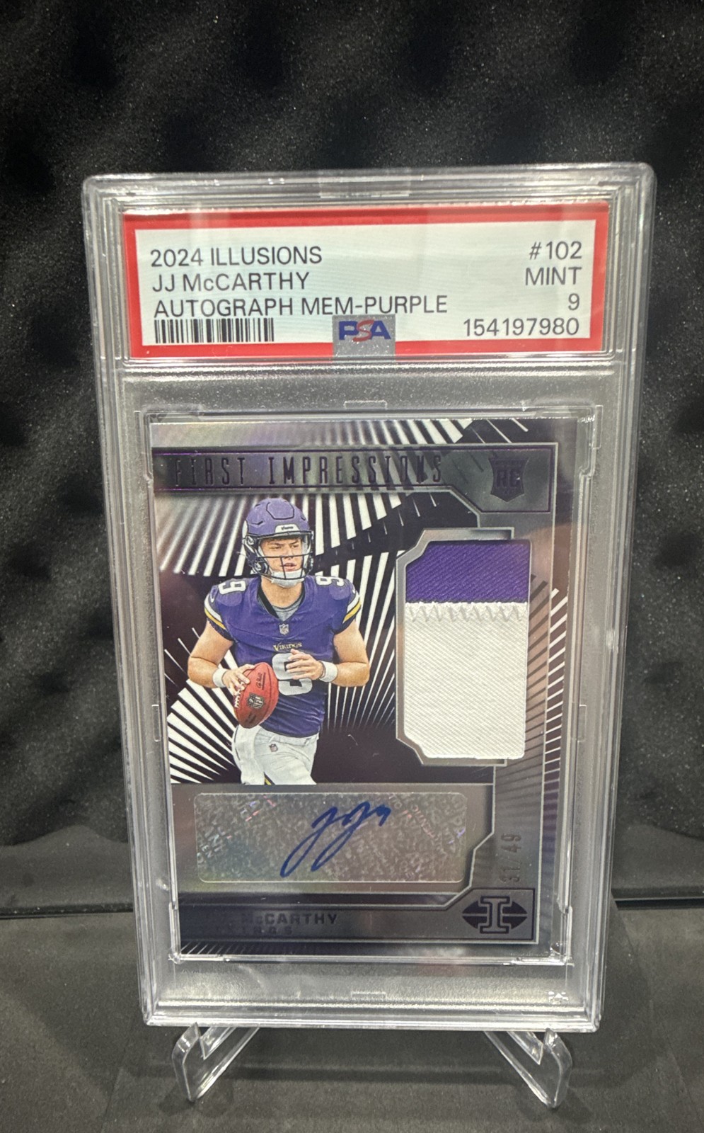 2024 Panini Illusions - First Impressions AU ME J.J. McCarthy  Purple /49 