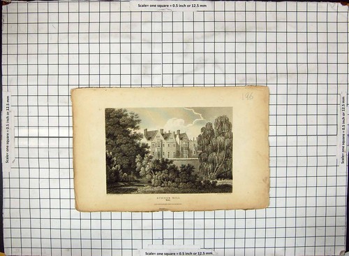 Original Old Antique Print View Summer Hill Kent England Architecture Engraving