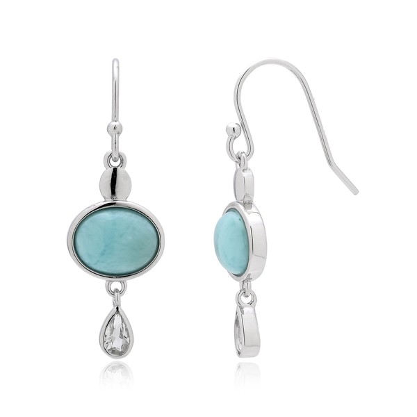 Cavill Larimar Ohrringe 6,4Ct 925 Silber Rhodiniert Oval Topas Weiß-image