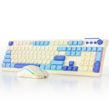 Wireless Keyboard and Mouse Combo, RGB Backlit Rechargeable 2000 mAh Battery, Wi