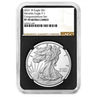 2021-W $1 1-oz T-1 Proof American Silver Eagle Congratulations Set NGC PF70UC
