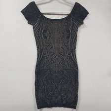 Guess Bodycon Dress Women's Large Black  Knit Stretch Body Sexy