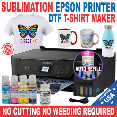 Epson Tank Printer with Sublimation-ink Heat Transfer Plus DTF T-Shirt Maker Kit