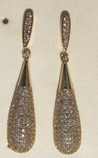Yellow Gold over Sterling Silver Cubic Zirconia 1.5" Drop Dangle Post Earrings