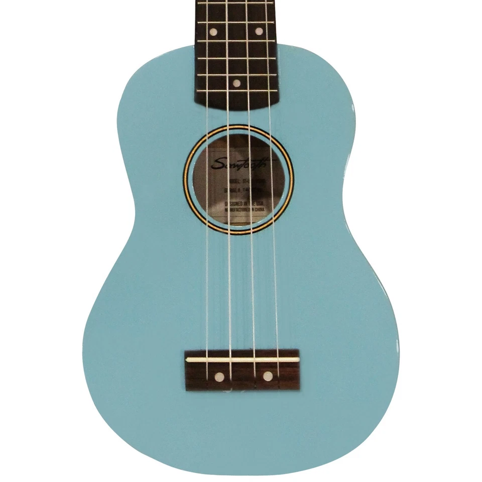 Ukelele soprano azul Daphne tilo diente de sierra 15 trastes principiante estudiante Uke Foto 4 de 4